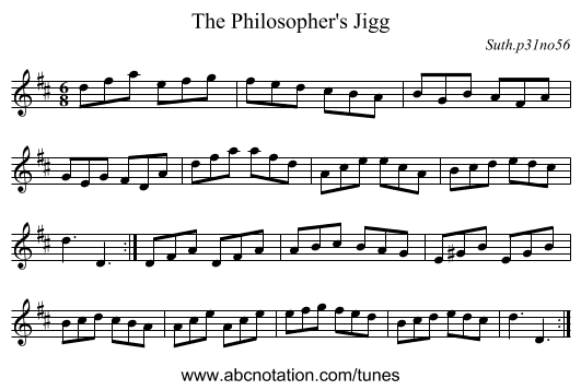 The Philosopher's Jigg - staff notation