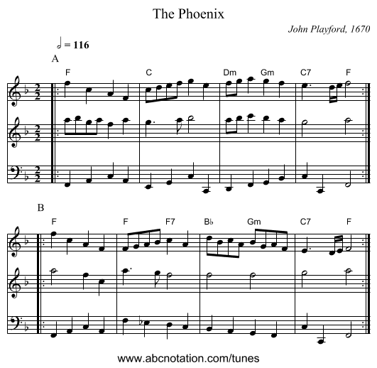 The Phoenix - staff notation