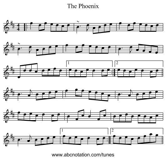 The Phoenix - staff notation