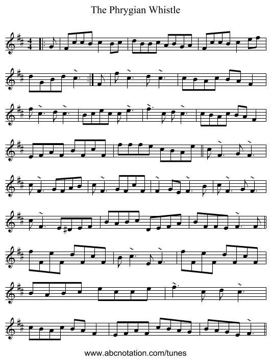 The Phrygian Whistle - staff notation