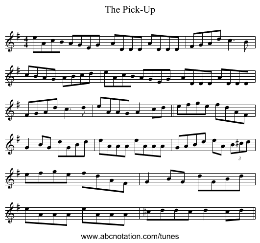 The Pick-Up - staff notation