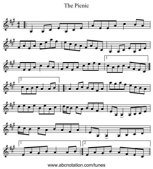 The Picnic - staff notation