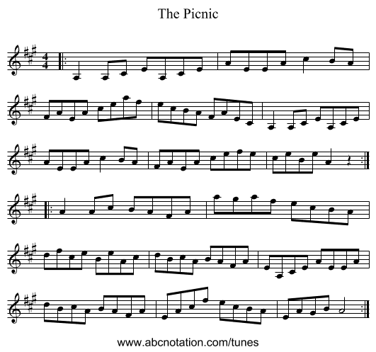The Picnic - staff notation