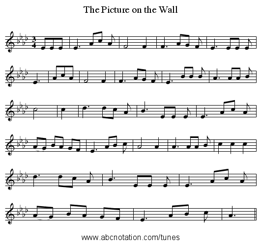 The Picture on the Wall - staff notation