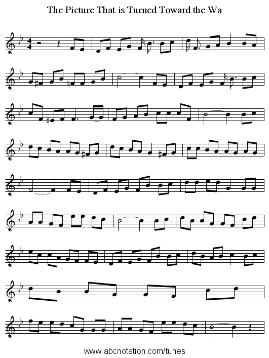 The Picture That is Turned Toward the Wa - staff notation