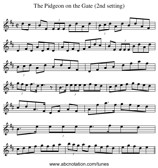 The Pidgeon on the Gate (2nd setting) - staff notation