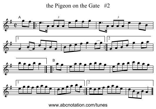 the Pigeon on the Gate   #2 - staff notation