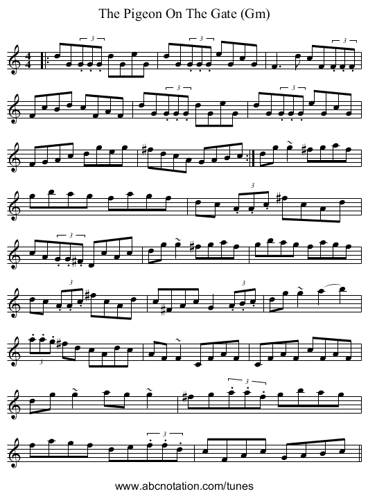 The Pigeon On The Gate (Gm) - staff notation