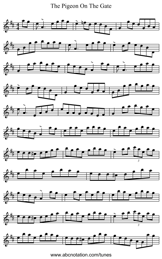 The Pigeon On The Gate - staff notation