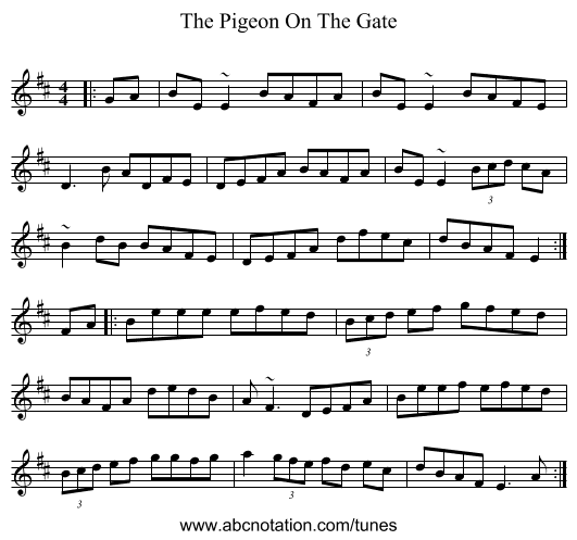 The Pigeon On The Gate - staff notation