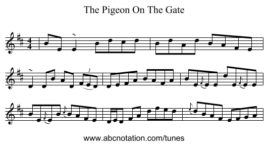 The Pigeon On The Gate - staff notation