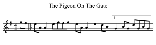 The Pigeon On The Gate - staff notation