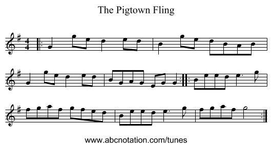 The Pigtown Fling - staff notation