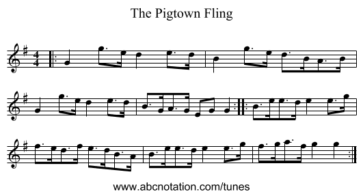 The Pigtown Fling - staff notation