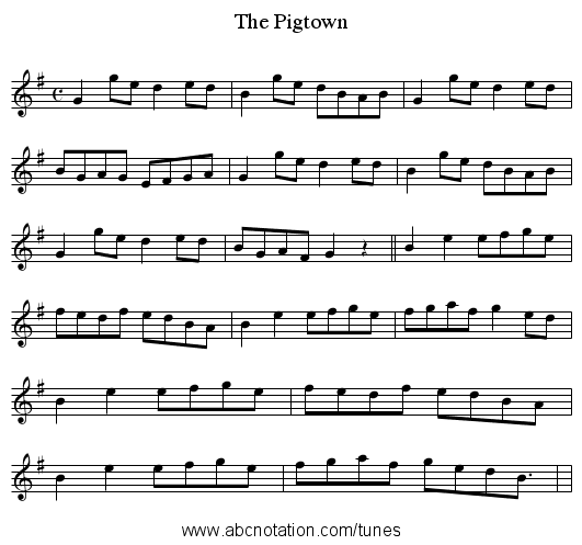 The Pigtown - staff notation