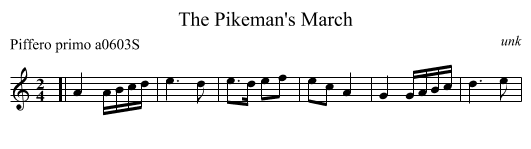 The Pikeman's March - staff notation