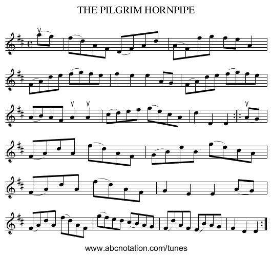 THE PILGRIM HORNPIPE - staff notation