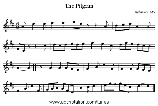 The Pilgrim - staff notation