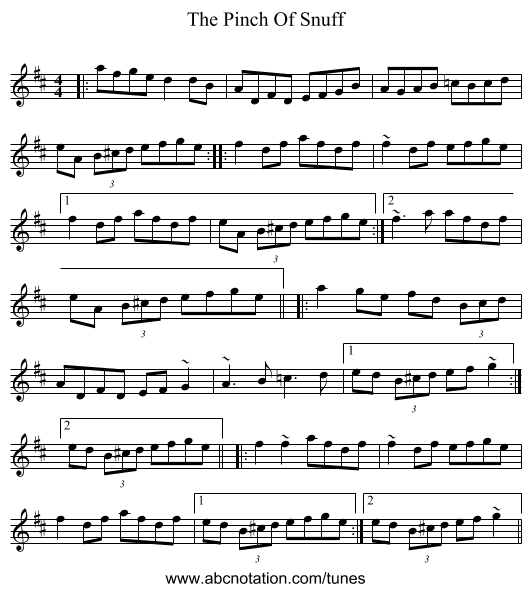 The Pinch Of Snuff - staff notation