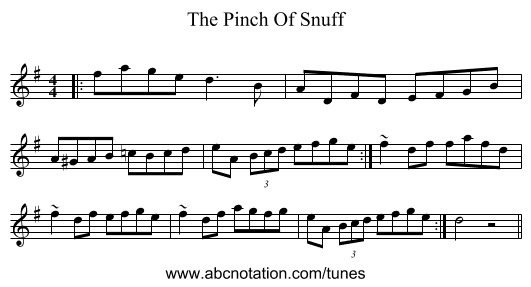 The Pinch Of Snuff - staff notation