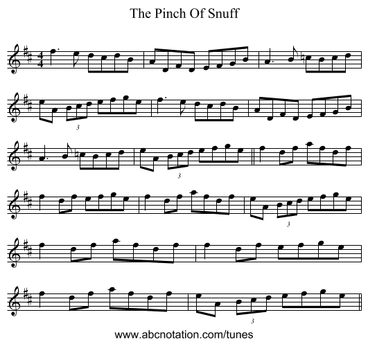 The Pinch Of Snuff - staff notation