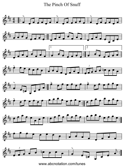The Pinch Of Snuff - staff notation