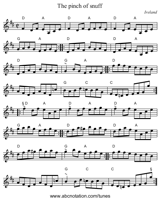 The pinch of snuff - staff notation