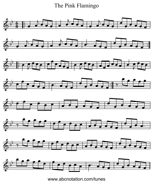 The Pink Flamingo - staff notation