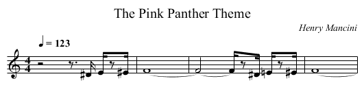 The Pink Panther Theme - staff notation