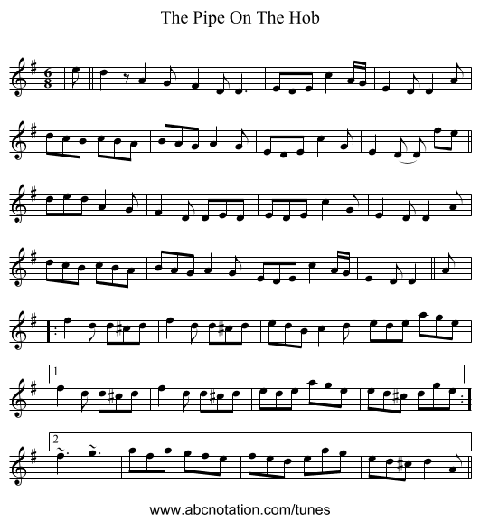 The Pipe On The Hob - staff notation