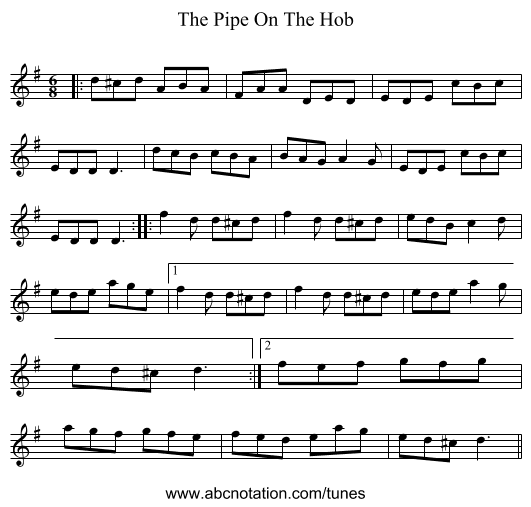 The Pipe On The Hob - staff notation