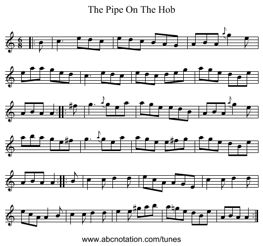 The Pipe On The Hob - staff notation