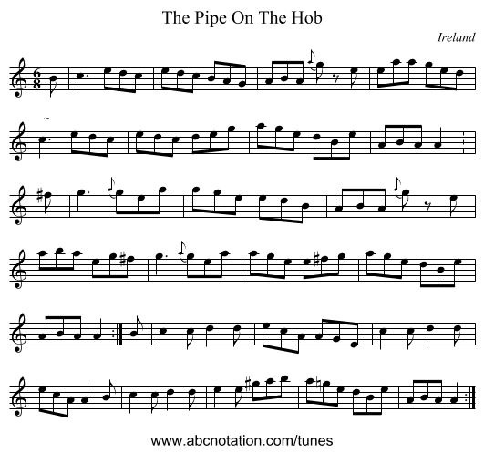 The Pipe On The Hob - staff notation
