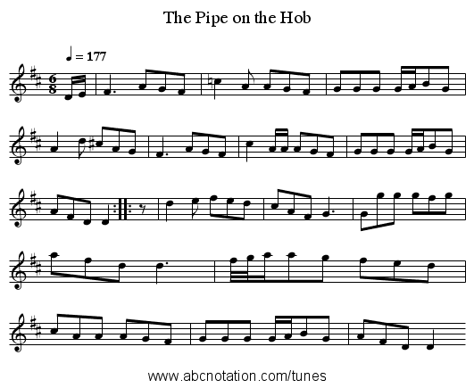 The Pipe on the Hob - staff notation