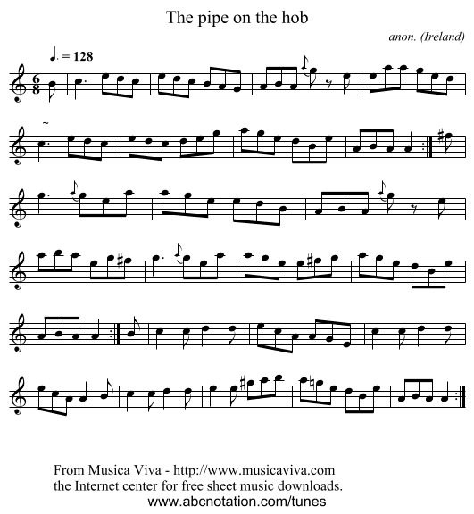 The pipe on the hob - staff notation