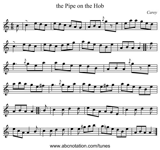 the Pipe on the Hob - staff notation