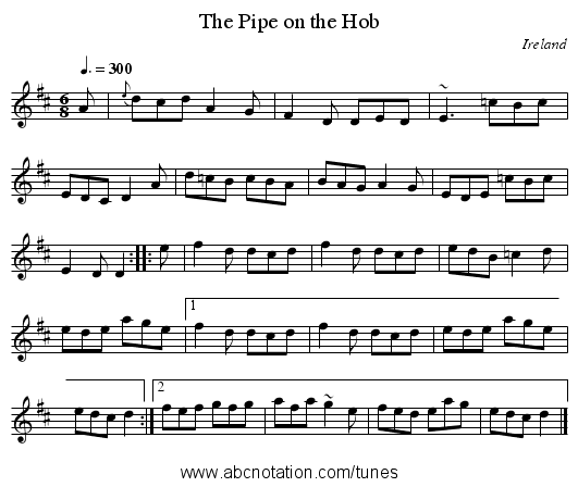 The Pipe on the Hob - staff notation
