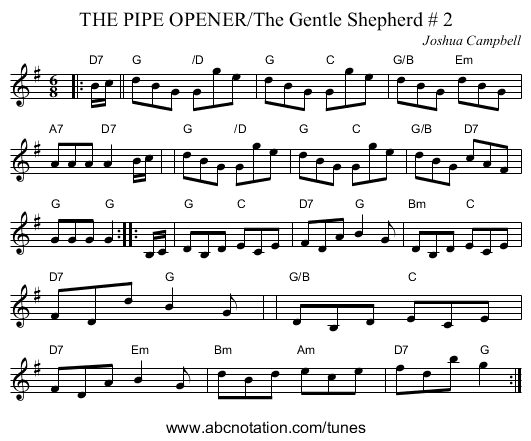THE PIPE OPENER/The Gentle Shepherd # 2 - staff notation