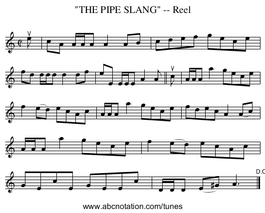 THE PIPE SLANG -- Reel - staff notation