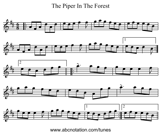 The Piper In The Forest - staff notation