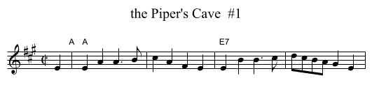 the Piper's Cave  #1 - staff notation