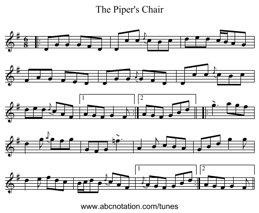 The Piper's Chair - staff notation