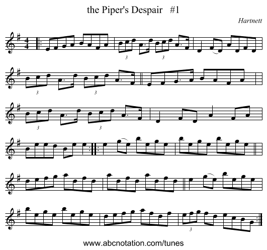 the Piper's Despair   #1 - staff notation