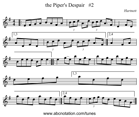 the Piper's Despair   #2 - staff notation