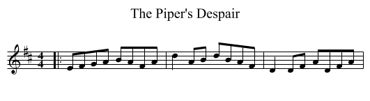 The Piper's Despair - staff notation