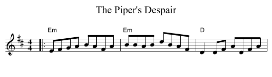 The Piper's Despair - staff notation