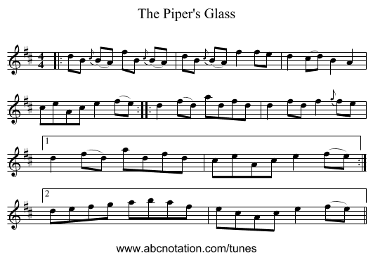 The Piper's Glass - staff notation