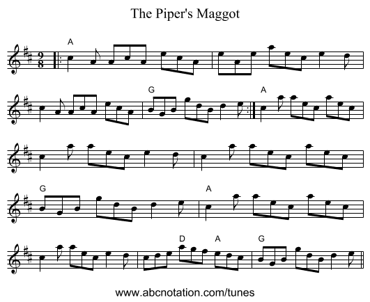 The Piper's Maggot - staff notation