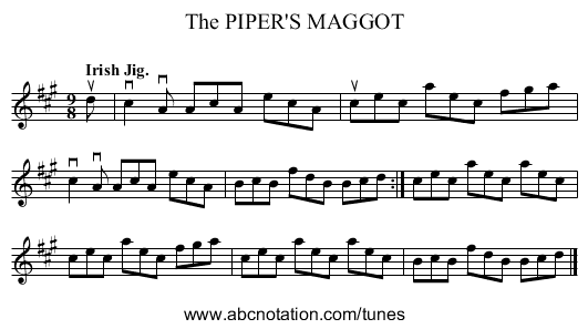 The PIPER'S MAGGOT - staff notation