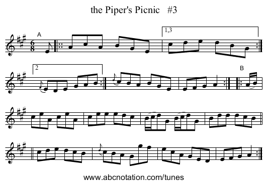 the Piper's Picnic   #3 - staff notation